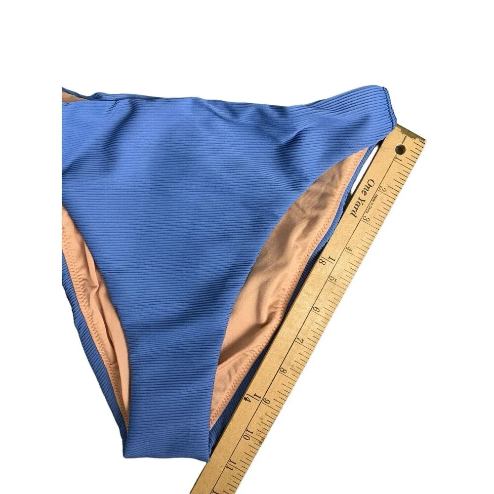 New! J. Crew Bikini Bottom Women’s Size XS Ribbed High Rise Cheeky Blue BE808